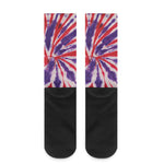 Purple And Red Spider Tie Dye Print Crew Socks