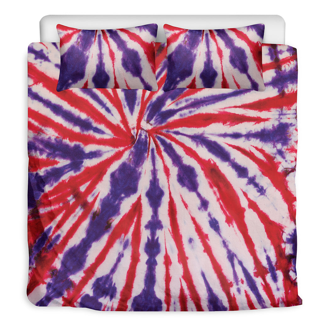 Purple And Red Spider Tie Dye Print Duvet Cover Bedding Set