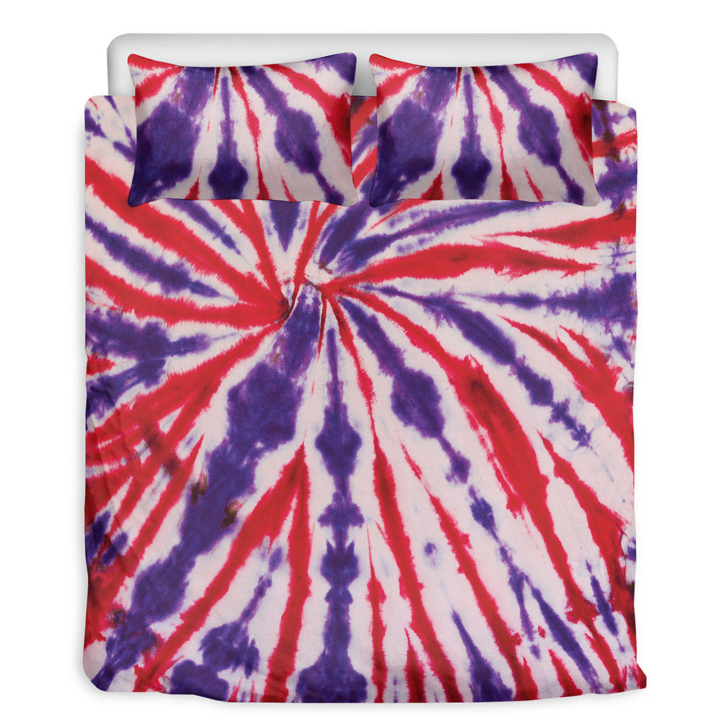Purple And Red Spider Tie Dye Print Duvet Cover Bedding Set