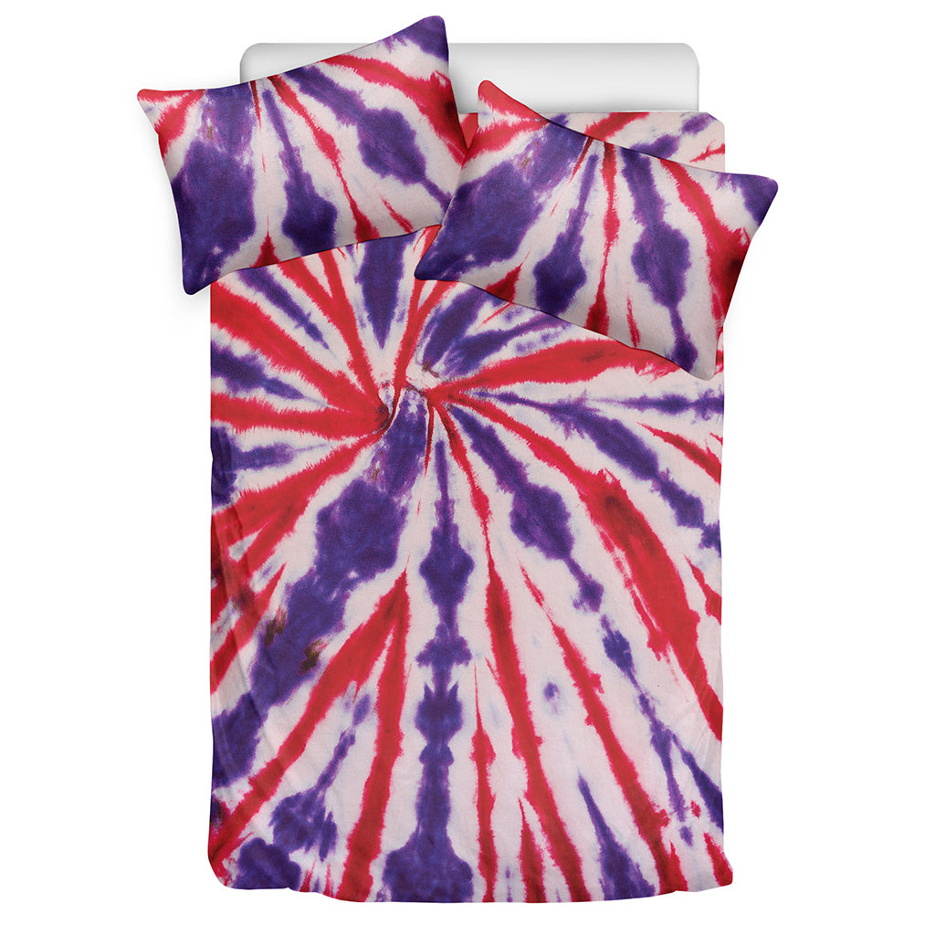 Purple And Red Spider Tie Dye Print Duvet Cover Bedding Set