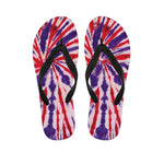 Purple And Red Spider Tie Dye Print Flip Flops