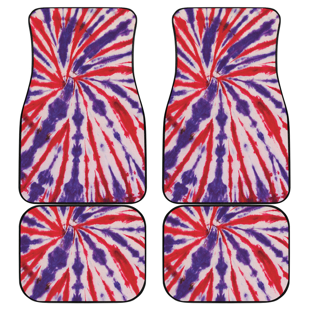 Purple And Red Spider Tie Dye Print Front and Back Car Floor Mats
