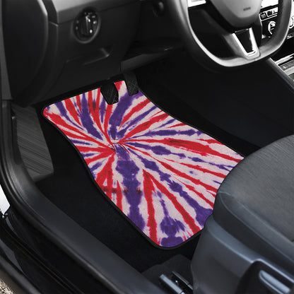 Purple And Red Spider Tie Dye Print Front Car Floor Mats