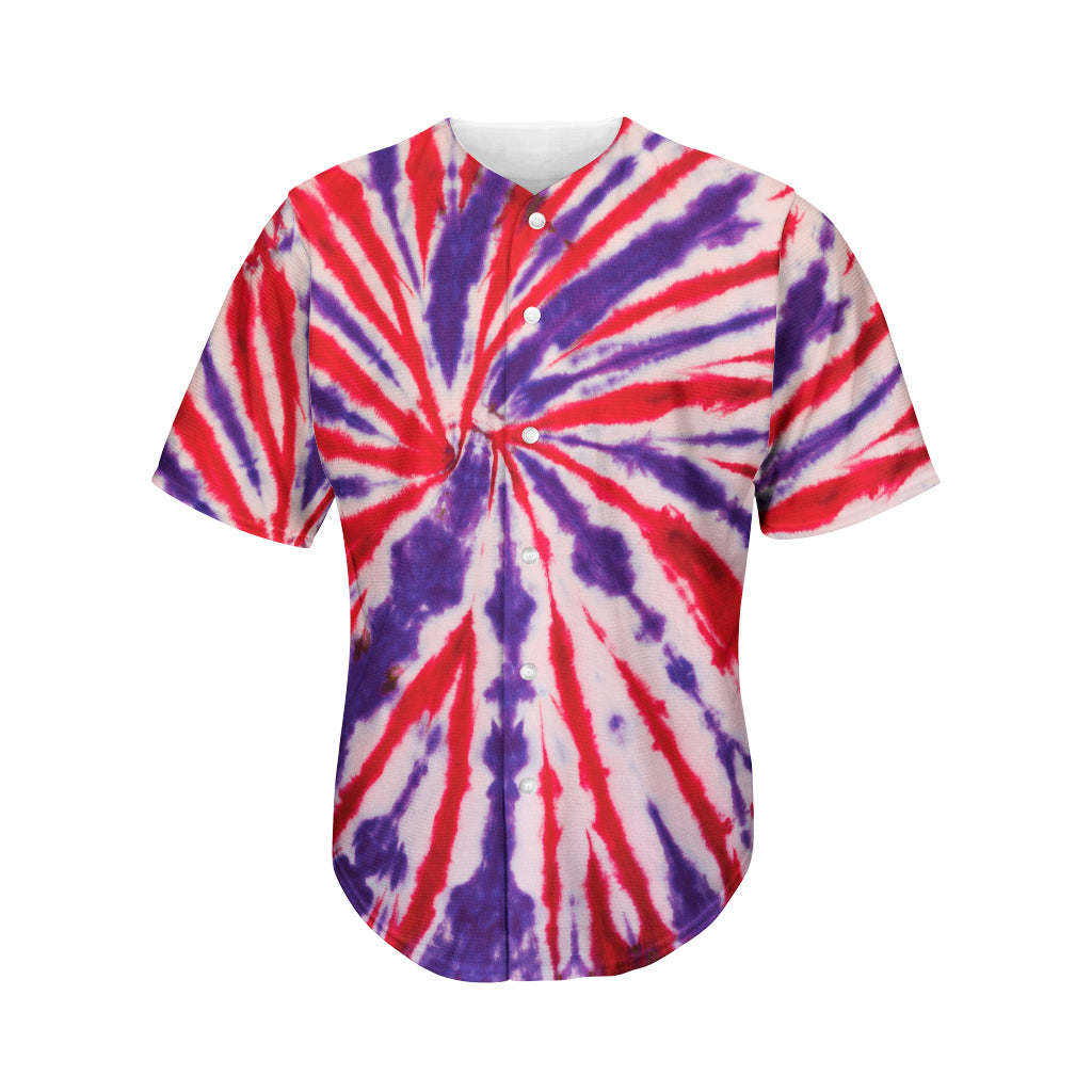 Purple And Red Spider Tie Dye Print Men's Baseball Jersey