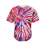 Purple And Red Spider Tie Dye Print Men's Baseball Jersey