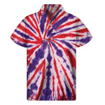 Purple And Red Spider Tie Dye Print Men's Short Sleeve Shirt