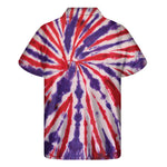 Purple And Red Spider Tie Dye Print Men's Short Sleeve Shirt