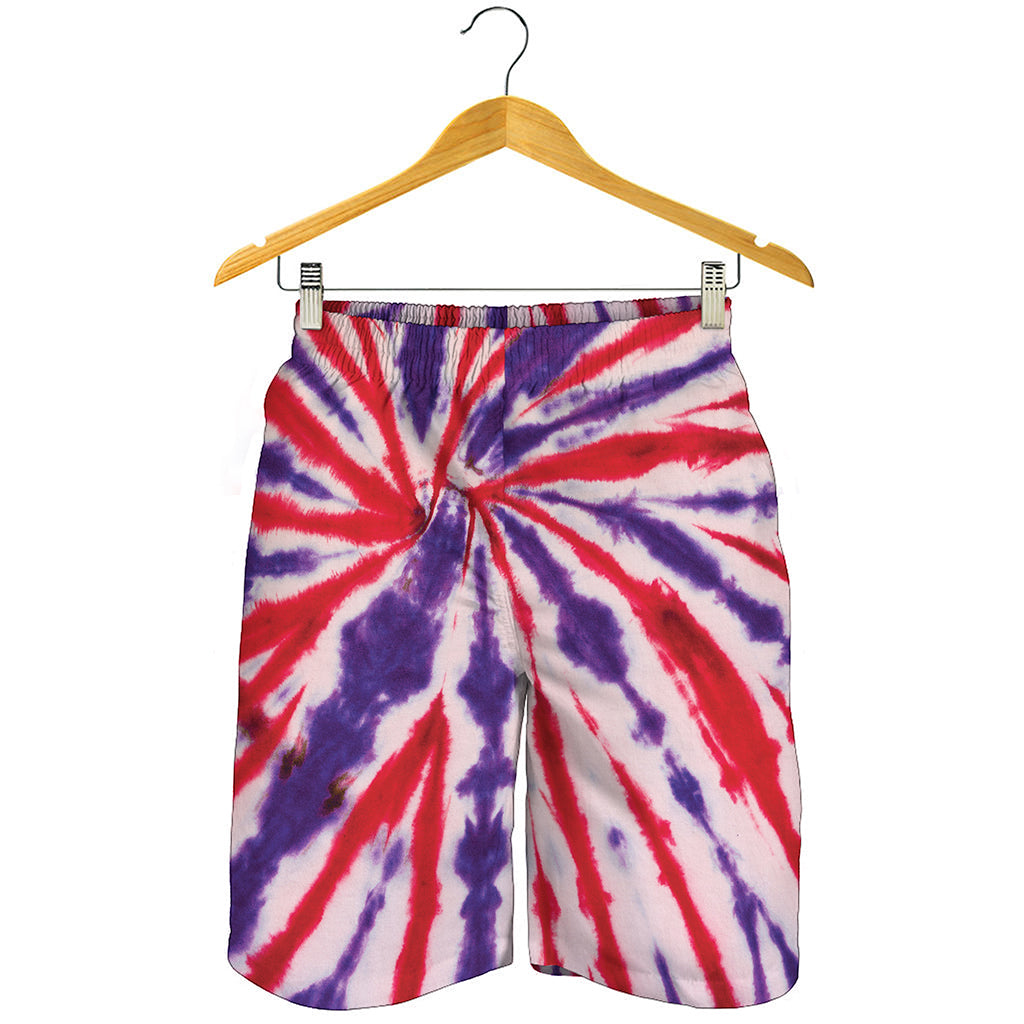 Purple And Red Spider Tie Dye Print Men's Shorts