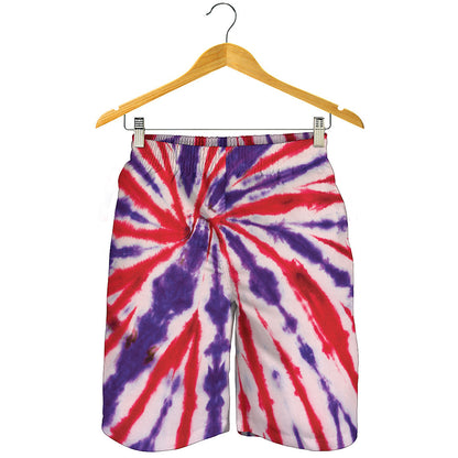 Purple And Red Spider Tie Dye Print Men's Shorts