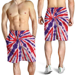 Purple And Red Spider Tie Dye Print Men's Shorts