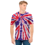 Purple And Red Spider Tie Dye Print Men's T-Shirt