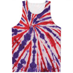 Purple And Red Spider Tie Dye Print Men's Tank Top