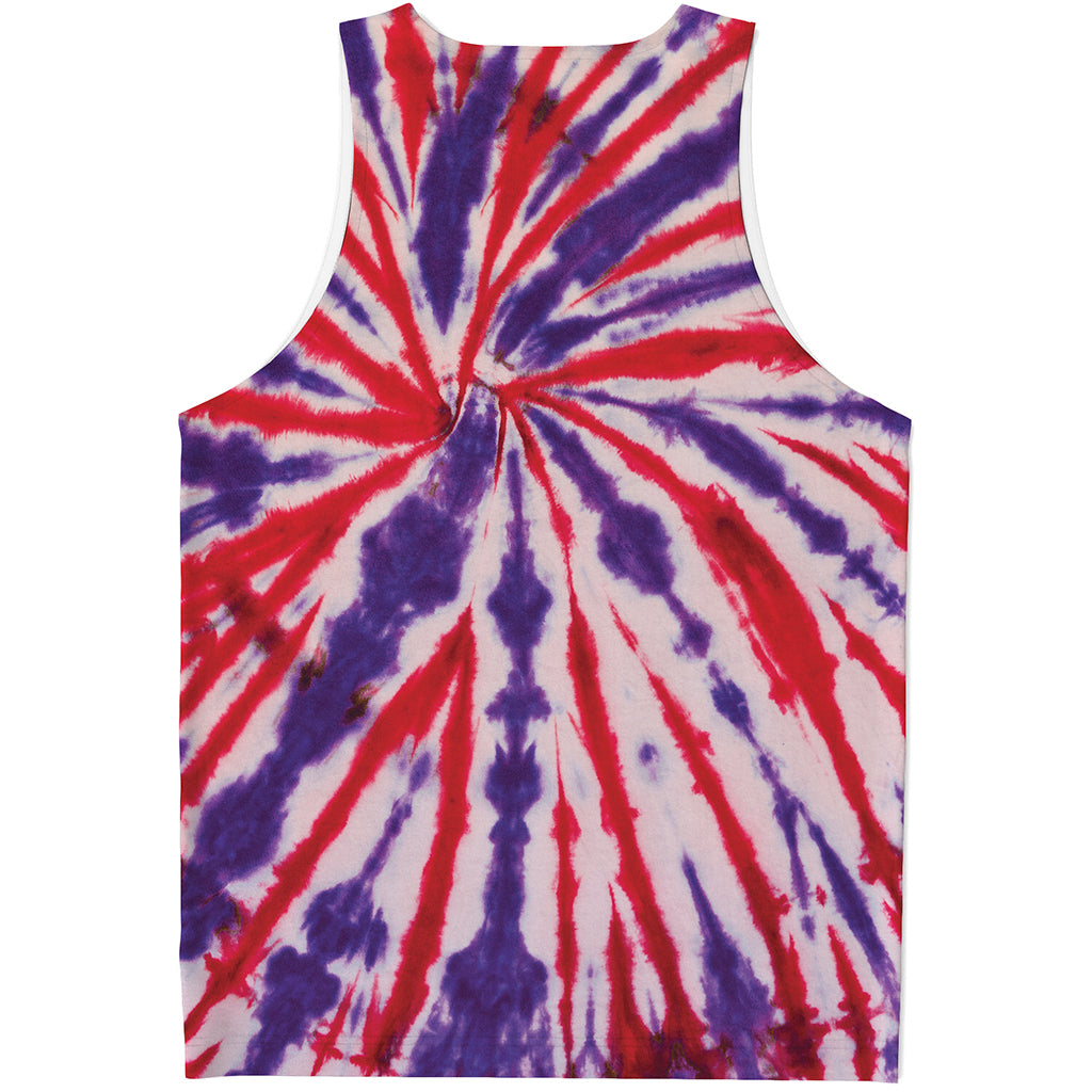 Purple And Red Spider Tie Dye Print Men's Tank Top