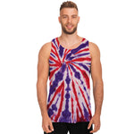 Purple And Red Spider Tie Dye Print Men's Tank Top