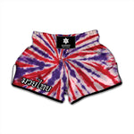 Purple And Red Spider Tie Dye Print Muay Thai Boxing Shorts
