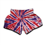 Purple And Red Spider Tie Dye Print Muay Thai Boxing Shorts