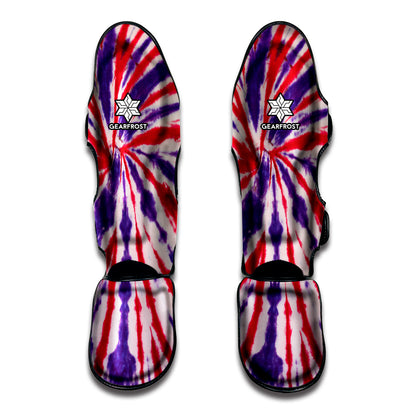 Purple And Red Spider Tie Dye Print Muay Thai Shin Guard