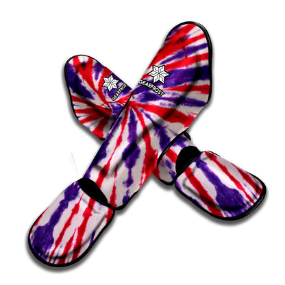 Purple And Red Spider Tie Dye Print Muay Thai Shin Guard