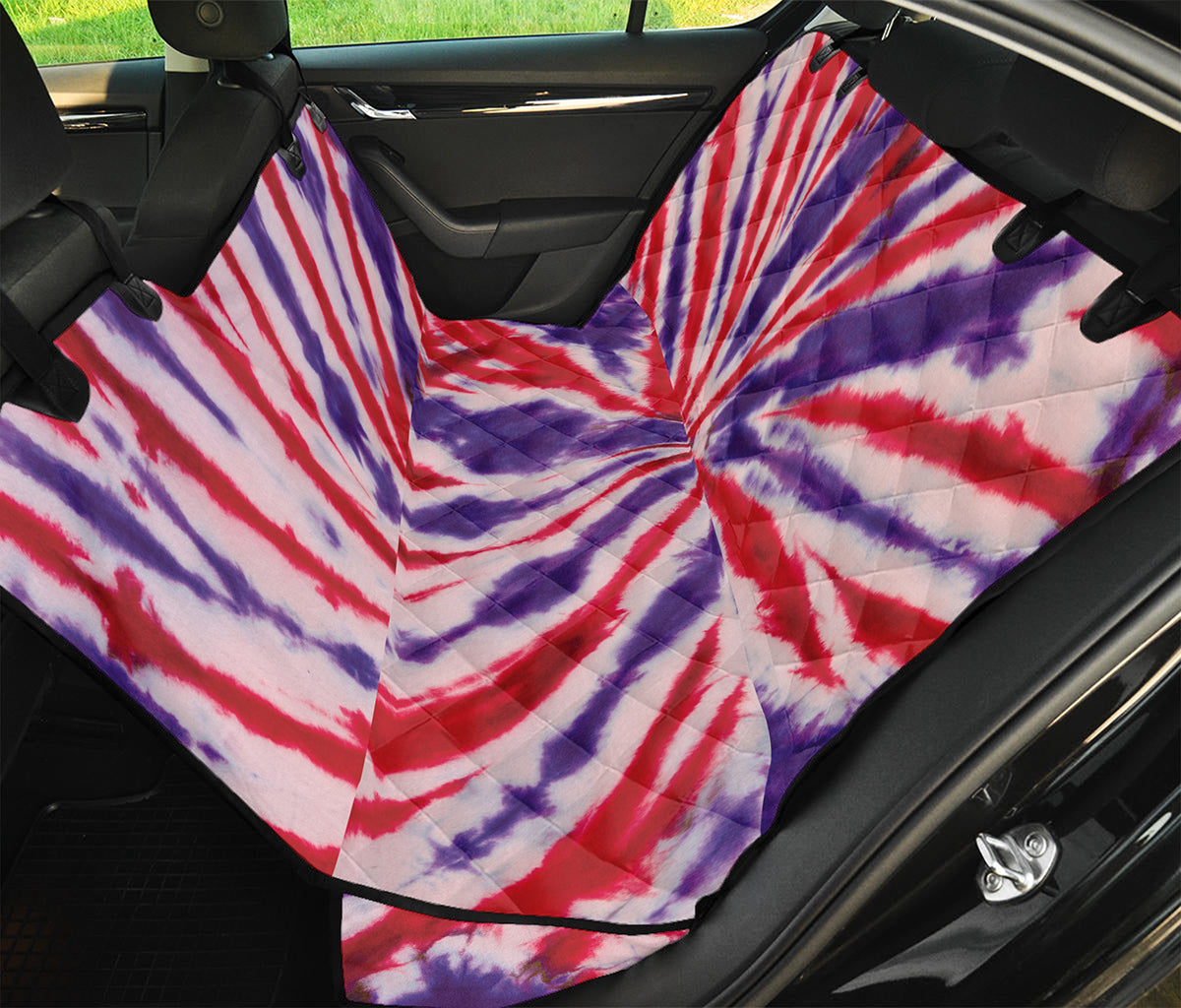 Purple And Red Spider Tie Dye Print Pet Car Back Seat Cover