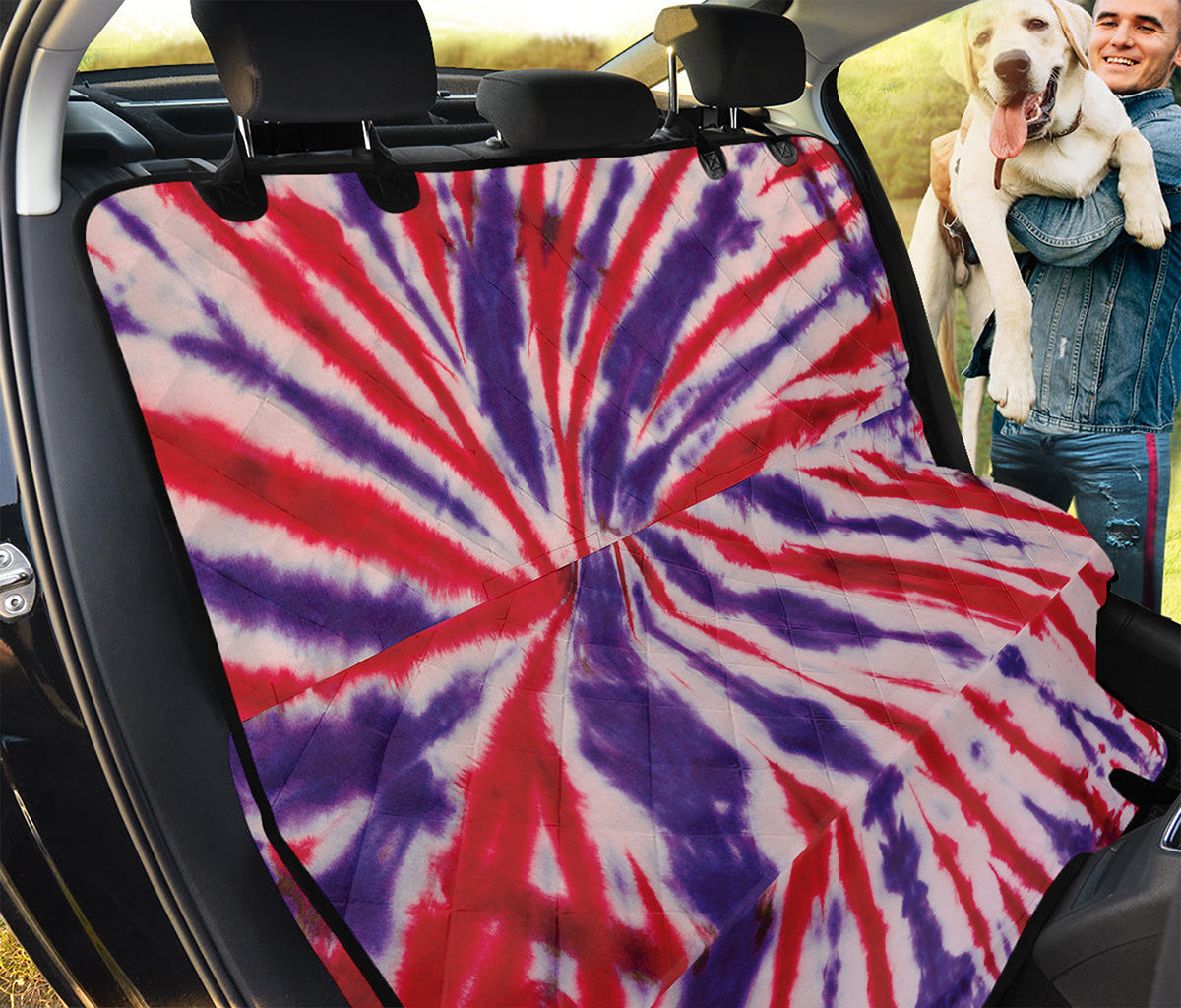 Purple And Red Spider Tie Dye Print Pet Car Back Seat Cover