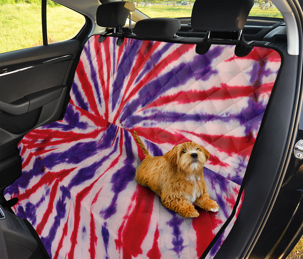 Purple And Red Spider Tie Dye Print Pet Car Back Seat Cover