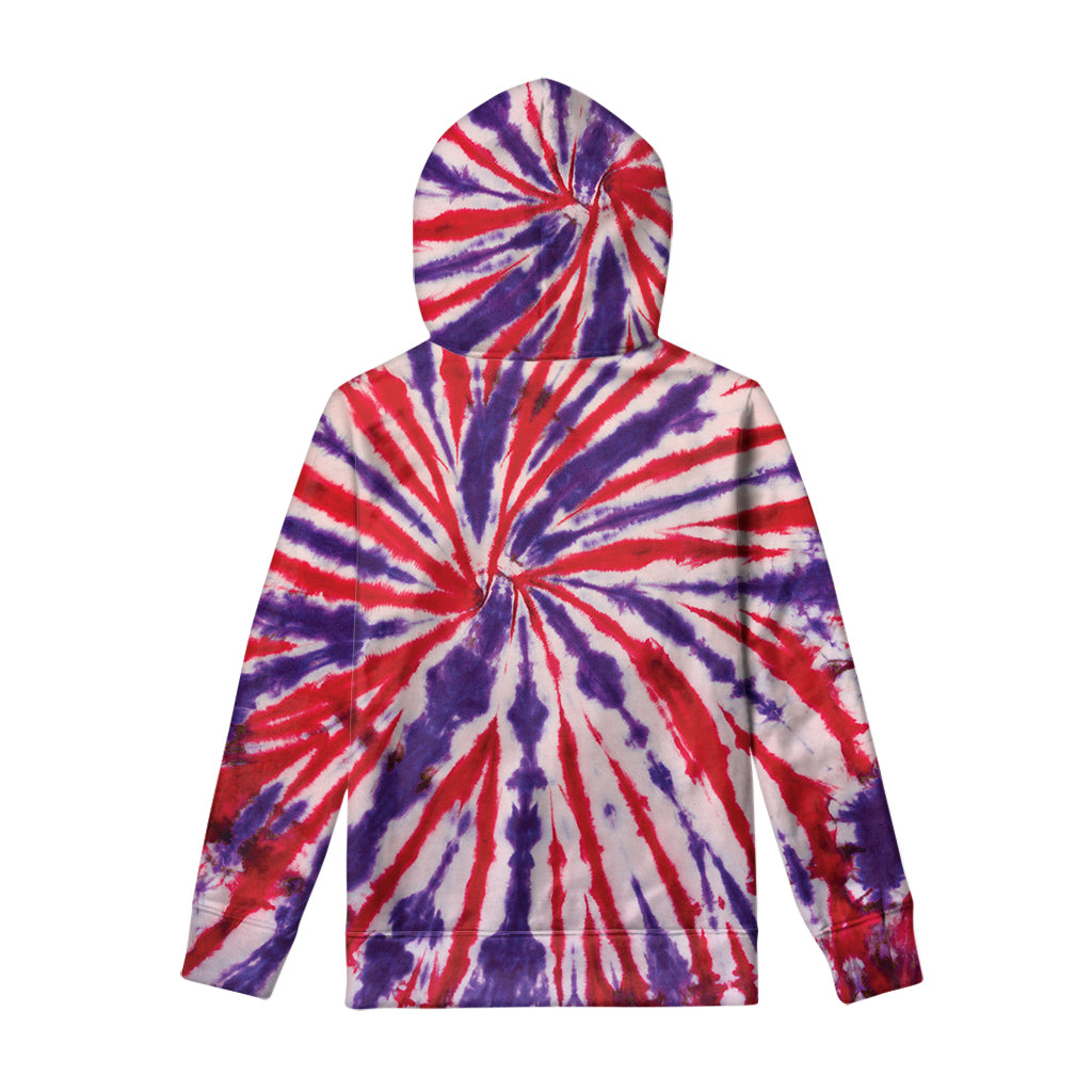 Purple And Red Spider Tie Dye Print Pullover Hoodie