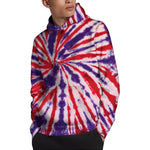 Purple And Red Spider Tie Dye Print Pullover Hoodie