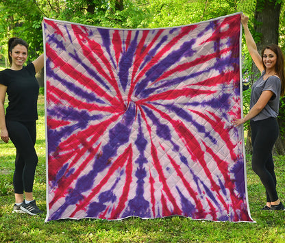 Purple And Red Spider Tie Dye Print Quilt