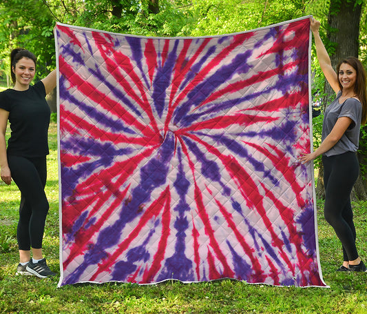 Purple And Red Spider Tie Dye Print Quilt