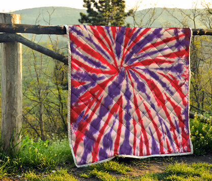 Purple And Red Spider Tie Dye Print Quilt