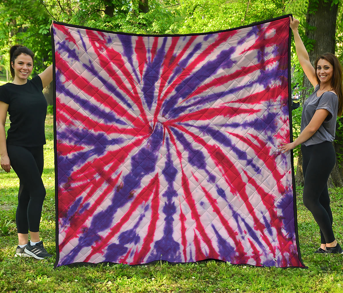 Purple And Red Spider Tie Dye Print Quilt
