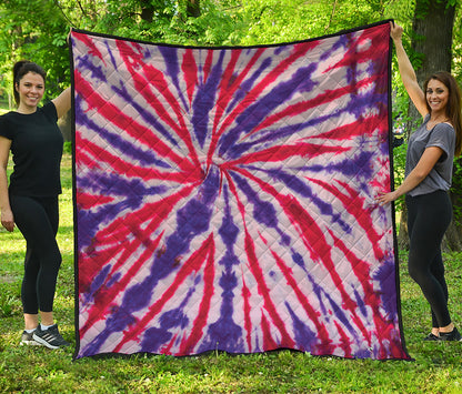 Purple And Red Spider Tie Dye Print Quilt