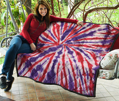 Purple And Red Spider Tie Dye Print Quilt