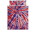 Purple And Red Spider Tie Dye Print Quilt Bed Set