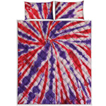 Purple And Red Spider Tie Dye Print Quilt Bed Set