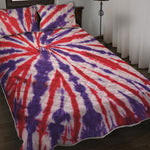 Purple And Red Spider Tie Dye Print Quilt Bed Set
