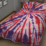 Purple And Red Spider Tie Dye Print Quilt Bed Set