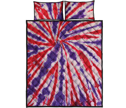 Purple And Red Spider Tie Dye Print Quilt Bed Set