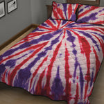 Purple And Red Spider Tie Dye Print Quilt Bed Set