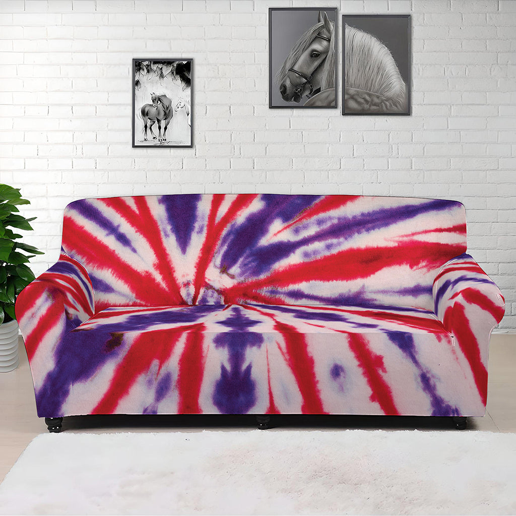 Purple And Red Spider Tie Dye Print Sofa Cover