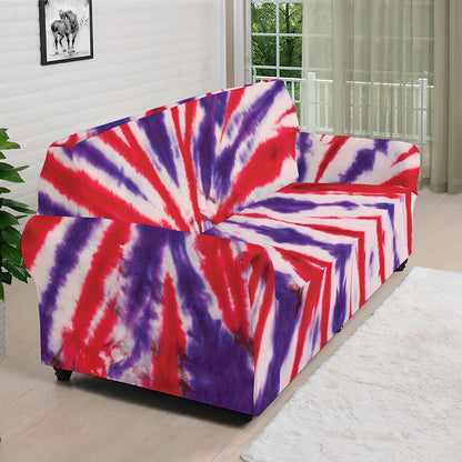 Purple And Red Spider Tie Dye Print Sofa Cover