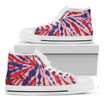 Purple And Red Spider Tie Dye Print White High Top Shoes