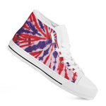 Purple And Red Spider Tie Dye Print White High Top Shoes