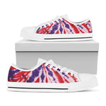 Purple And Red Spider Tie Dye Print White Low Top Shoes