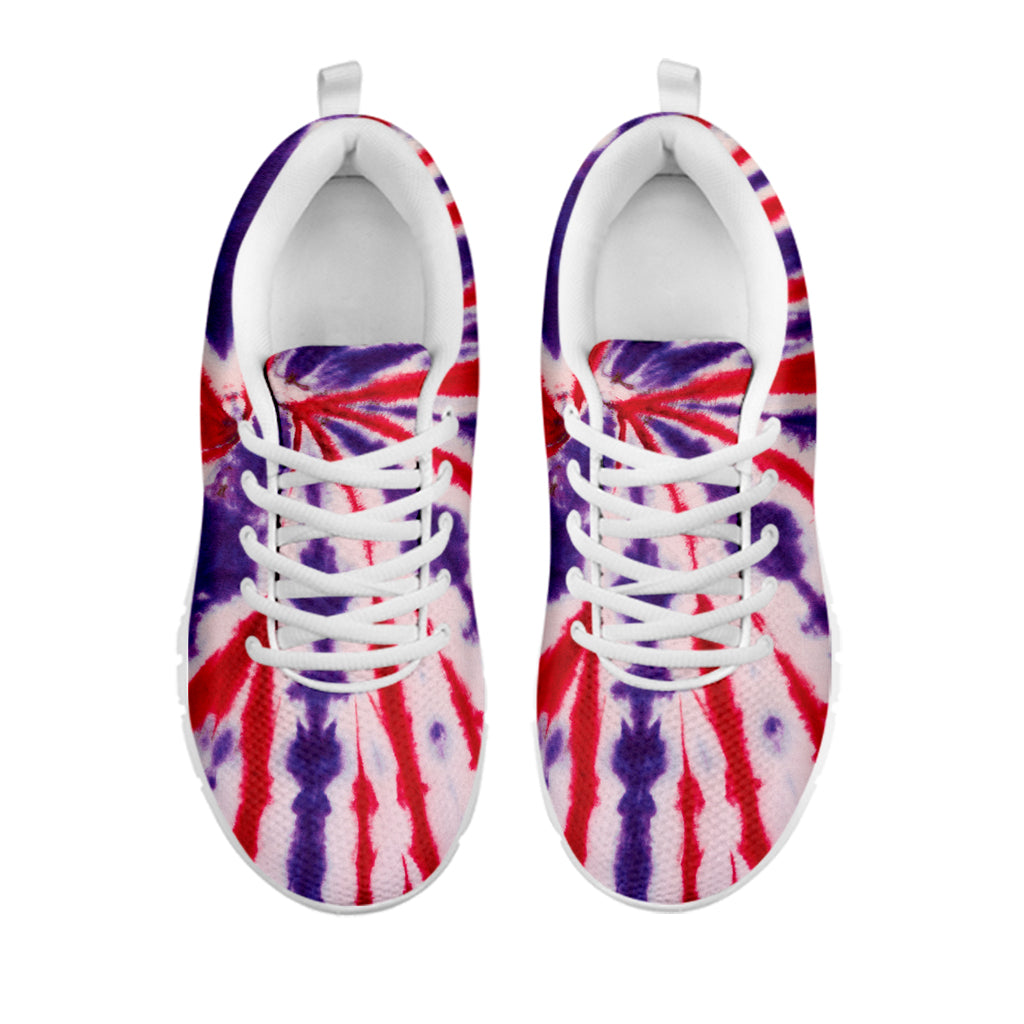 Purple And Red Spider Tie Dye Print White Sneakers