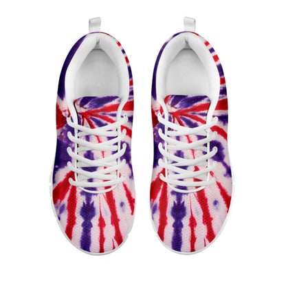 Purple And Red Spider Tie Dye Print White Sneakers