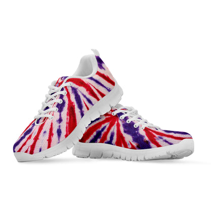 Purple And Red Spider Tie Dye Print White Sneakers