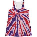 Purple And Red Spider Tie Dye Print Women's Racerback Tank Top