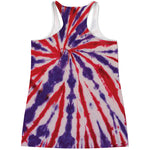 Purple And Red Spider Tie Dye Print Women's Racerback Tank Top