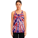 Purple And Red Spider Tie Dye Print Women's Racerback Tank Top